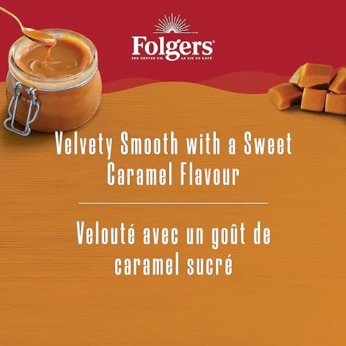 Folgers Caramel Drizzle Flavoured Coffee K-Cup Pods - 30 Count | For Keurig Coffee Makers