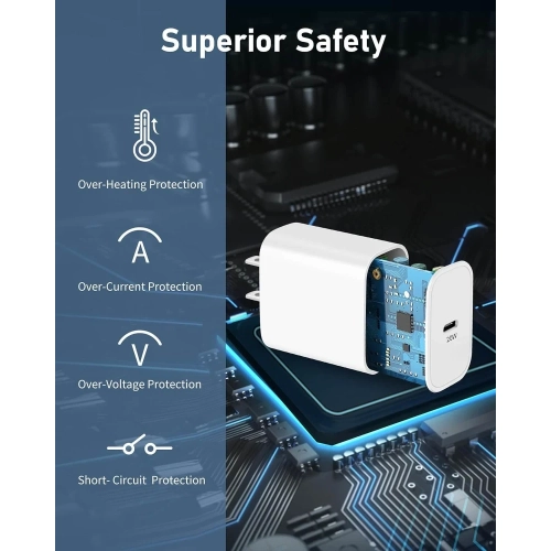 2Pack USB-C Charger for iPhone 15 Pro Max - 20W USB C Fast Charger Block with 6FT and 10FT Long Cable - Compatible with iPhone 16/15/15 Plus/15 Pro