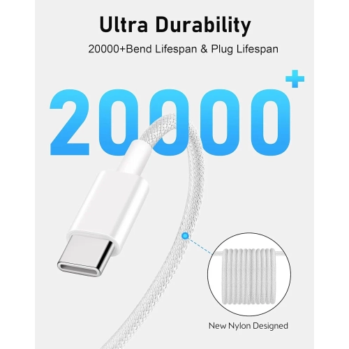 2Pack USB-C Charger for iPhone 15 Pro Max - 20W USB C Fast Charger Block with 6FT and 10FT Long Cable - Compatible with iPhone 16/15/15 Plus/15 Pro