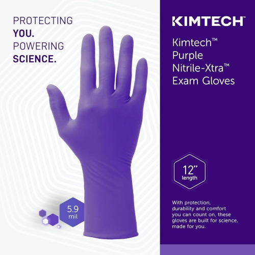 Halyard Health 50603 Purple Nitrile Exam Glove, Powder Free Exam Gloves, Disposable, Large, Purple