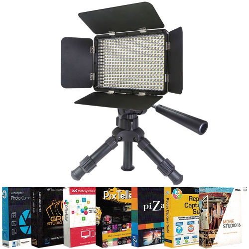 LED Light Panel 5000 Lux Output + 12" Calapsible Tripod + Photo Editing Software