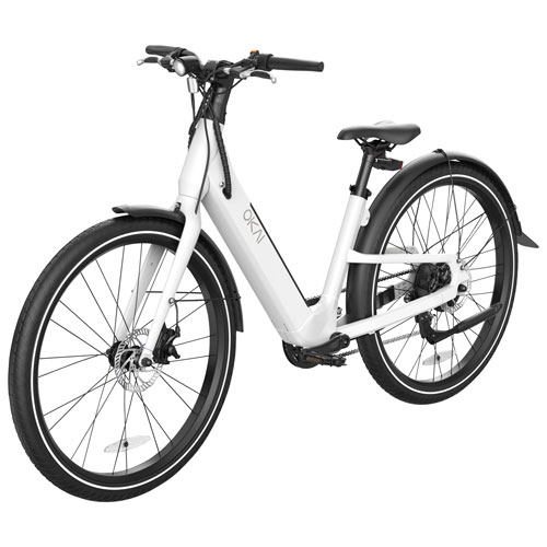 Vélo de ville électrique à cadre bas de 500 W Stride d'OKAI avec autonomie maximale de 64 km - Blanc