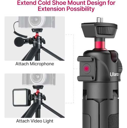 Travel Tripod for iPhone 12 Canon G7X Mark III Sony ZV-1 RX100 VII A6600 Vlogging Live Streaming, MT-16 Camera Tripod Stand Holder, Mini Tabletop