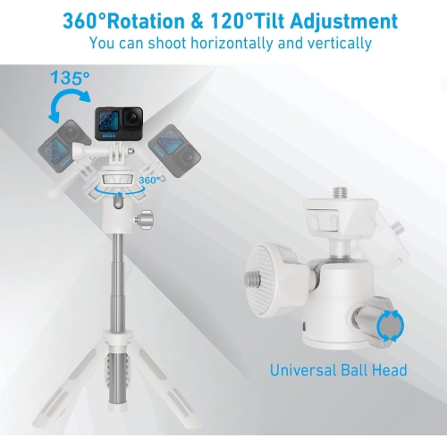 Portable Vlog Travel Selfie Phone Tripod for DSLR Gopro Hero Canon G7x Ricoh OsmoExtendtable Selfie Stick Tripod for Gopro Cell Phone & Camera, Mini