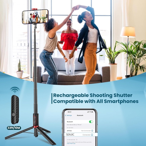 Selfie Stick Tripod, 60'' all in 1 Aluminum Phone Tripod Stand with Remote for iPhone 15/14/Pro Max/13/12 & Samsung Huawei 4''-7'' Smartphones. Stick