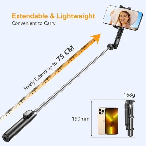 Selfie Stick, 4 in 1 Selfie Stick Tripod with Bluetooth Remote, 360 Degree Rotation Extendable Ultra Stable Bottom Design Selfie Stick Compatible