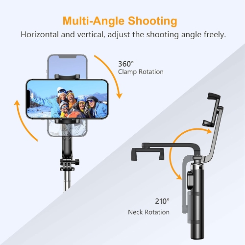 Selfie Stick, 4 in 1 Selfie Stick Tripod with Bluetooth Remote, 360 Degree Rotation Extendable Ultra Stable Bottom Design Selfie Stick Compatible