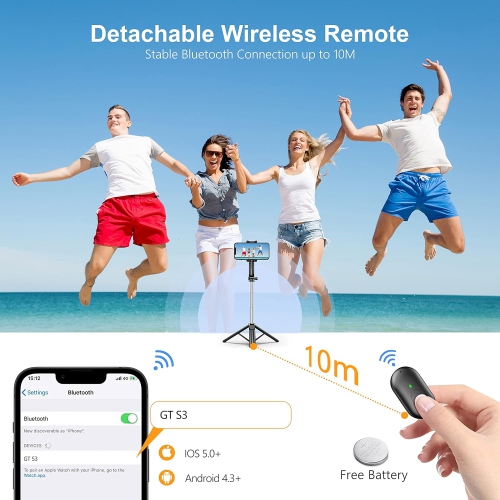 Selfie Stick, 4 in 1 Selfie Stick Tripod with Bluetooth Remote, 360 Degree Rotation Extendable Ultra Stable Bottom Design Selfie Stick Compatible