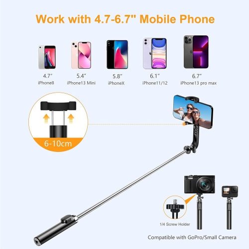 Selfie Stick, 4 in 1 Selfie Stick Tripod with Bluetooth Remote, 360 Degree Rotation Extendable Ultra Stable Bottom Design Selfie Stick Compatible