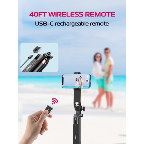 Phone Tripod, 71" Selfie Stick Phone Vlog Tripod Stand Quadrapod with All in 1 Phone Clip, Travel Tripod Phone Holder with Rechargeable Remote for