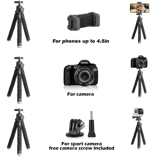 Phone Tripod, Portable and Flexible Tripod with Wireless Remote and Clip, Cell Phone Tripod Stand for photo Video Recording