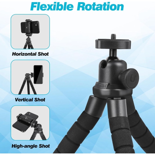 Phone Tripod, Portable and Flexible Tripod with Wireless Remote and Clip, Cell Phone Tripod Stand for photo Video Recording
