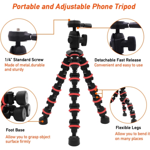 Phone Tripod, Tripod with Wireless Remote Phone Holder as iPhone Tripod, Cell Phone Tripod, Camera Tripod, Travel Tripod,Tabletop Tripod for iPhone