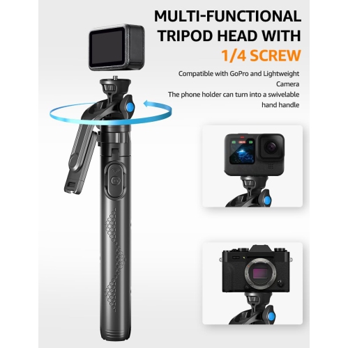 63” Selfie Stick Tripod with Wireless Remote, Phone Tripod Portable Travel Tripod Stand Compatible with iPhone 15 Android for