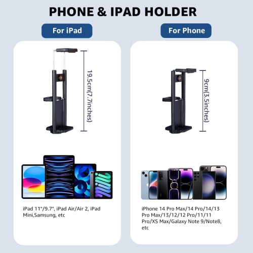 Trépied 2-en-1 de 67 po avec support pour téléphone cellulaire/tablette/caméra Web/GoPro, avec sac de transport et télécommande sans fil