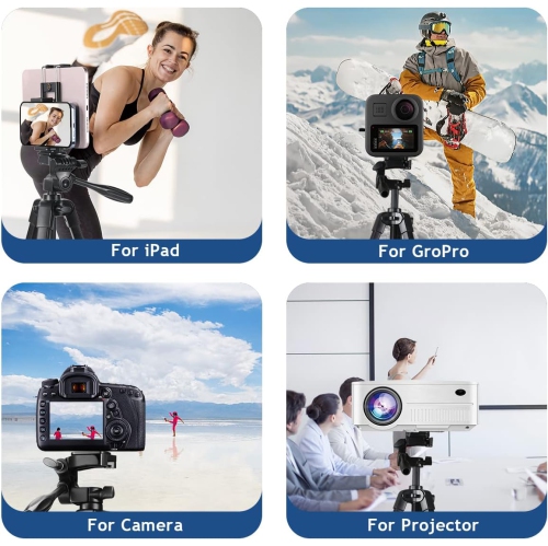 Trépied 2-en-1 de 67 po avec support pour téléphone cellulaire/tablette/caméra Web/GoPro, avec sac de transport et télécommande sans fil