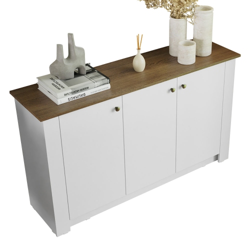 Madesa Modern Sideboard Buffet Storage Utility Cabinet with 3 Doors 53 Inch Wooden Organization Entryway Unit for Dining Room, Living Room, Bedroom -