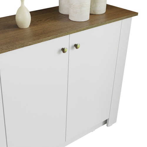 Madesa Modern Sideboard Buffet Storage Utility Cabinet with 3 Doors 53 Inch Wooden Organization Entryway Unit for Dining Room, Living Room, Bedroom -