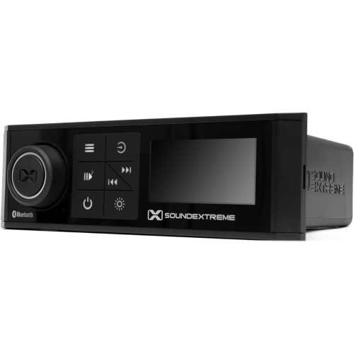 Radio AM/FM stéréo étanche pour sports motorisés, format nautique, simple DIN, 200 W, avec contrôleur à 4 zones à DEL intégré