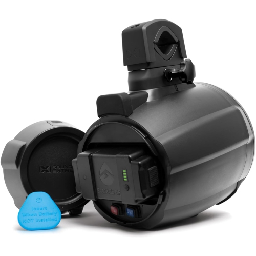 TB8 ExtremeTower Powersports Marine Waterproof Sealed 8-inch 2-Way – 1 Battery-Powered Bluetooth Amplified Speaker + 1 Passive Speaker – Black