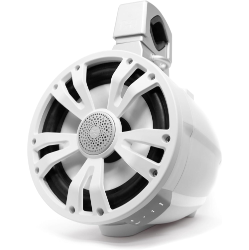 TB8 ExtremeTower Powersports Marine Waterproof Sealed 8-inch 2-Way – 1 Battery-Powered Bluetooth Amplified Speaker + 1 Passive Speaker – White