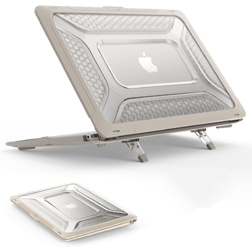 [CS] Étui protecteur rigide robuste avec béquille pliable pour MacBook Air de 13,6 po 2022 d'Apple, beige