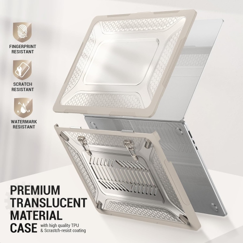 [CS] Étui protecteur rigide robuste avec béquille pliable pour MacBook Air de 13,6 po 2022 d'Apple, beige