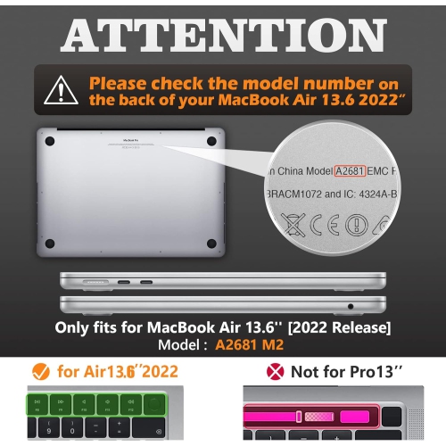 [CS] Étui protecteur rigide robuste avec béquille pliable pour MacBook Air 13,6 po 2022 Go d’Apple, violet