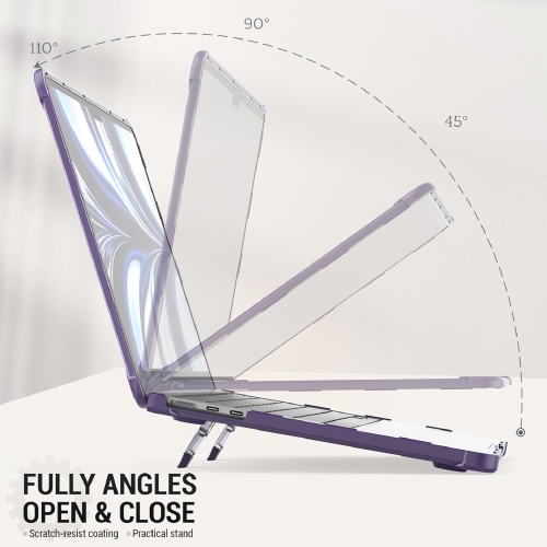 [CS] Étui protecteur rigide robuste avec béquille pliable pour MacBook Air 13,6 po 2022 Go d’Apple, violet