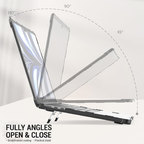 [CS] Étui de protection rigide robuste avec béquille pliable pour MacBook Air de 13,6 po et 2022 Go d’Apple, noir