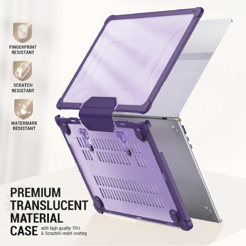 [CS] Heavy Duty Hard Shell Protective Case Cover with Foldable Kickstand for Apple MacBook Air 15" 2023, Purple