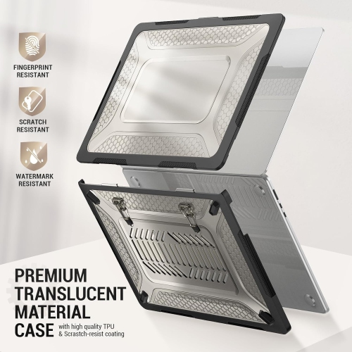 [CS] Étui de protection rigide robuste avec béquille pliable pour MacBook Air de 15 po et 2023 Go d’Apple, noir