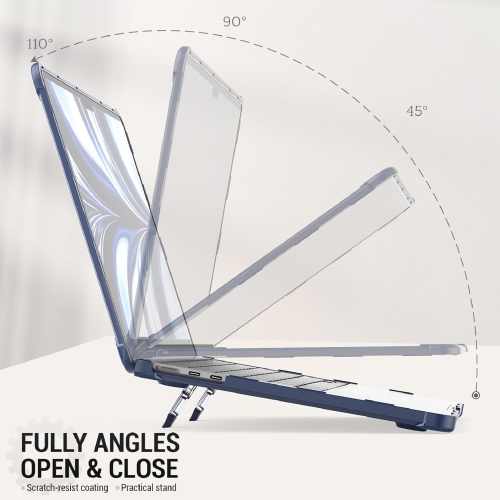 [CS] Étui protecteur rigide robuste avec béquille pliable pour MacBook Air de 15 po 2023 d'Apple, bleu marine