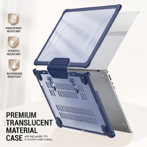 [CS] Étui protecteur rigide robuste avec béquille pliable pour MacBook Air de 15 po 2023 d'Apple, bleu marine