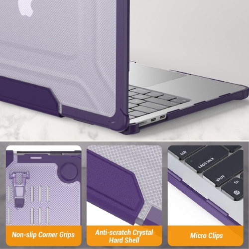 [CS] Heavy Duty Hard Shell Protective Case Cover with Foldable Kickstand for Apple MacBook Air 13" 2018 2019 2020, Purple