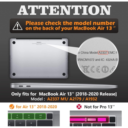 [CS] Heavy Duty Hard Shell Protective Case Cover with Foldable Kickstand for Apple MacBook Air 13" 2018 2019 2020, Black