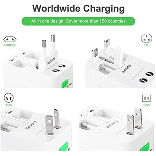 Universal All in One 2 USB-A Ports Travel AC Plug Converter Wall Charger Power Adapter Interchange AU UK EU Plug