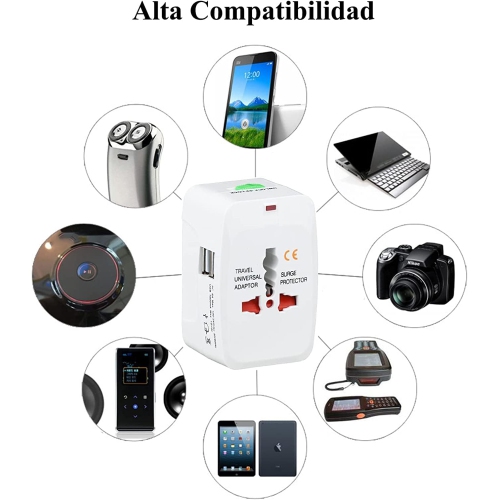 Universal All in One 2 USB-A Ports Travel AC Plug Converter Wall Charger Power Adapter Interchange AU UK EU Plug
