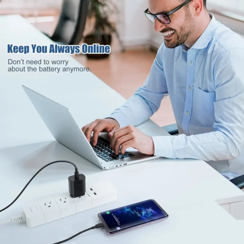 25&nbsp;W – Chargeur rapide USB-C et câble 6&nbsp;pi pour Galaxy S23/S24 Ultra, S22, S21, S20, A14/A53/A23/A54, Z Fold5/Flip5, Note, Pixel, Tab S8+ -