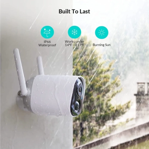 Wireless Outdoor 2K Security Camera: Solar & Battery Powered with Spotlight, Siren, Motion Detection, Color Night Vision, 2-Way Audio, IP66, 2.4GHz