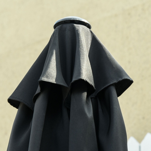 Outsunny 8.5' Round Aluminum Patio Umbrella 6 Ribs Market Sunshade Tilt Canopy w/ Crank Handle Garden Parasol Black