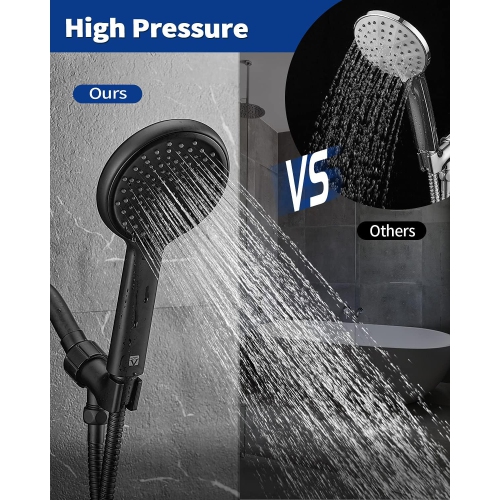 High Pressure Handheld Shower Head 4-Setting Shower Head Kit - Jet Water Mode - 59" Stainless Hose and Adjustable Mount Excellent Replacement for