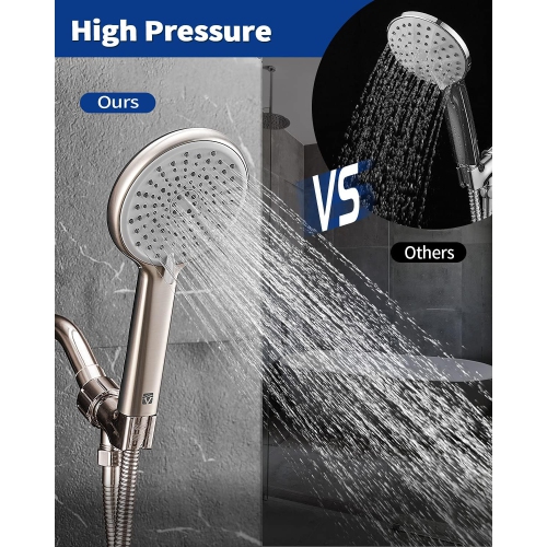 High Pressure Handheld Shower Head 4-Setting Shower head Kit - Jet Water Mode - 59" Stainless Hose and Adjustable Mount Excellent Replacement for