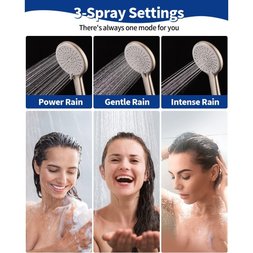 High Pressure Handheld Shower Head 4-Setting Shower head Kit - Jet Water Mode - 59" Stainless Hose and Adjustable Mount Excellent Replacement for