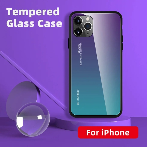 Étui en verre gradient pour iPhone 13, étui protecteur mince, mince et antichoc, EXPÉDITION sans couvercle arrière en verre trempé