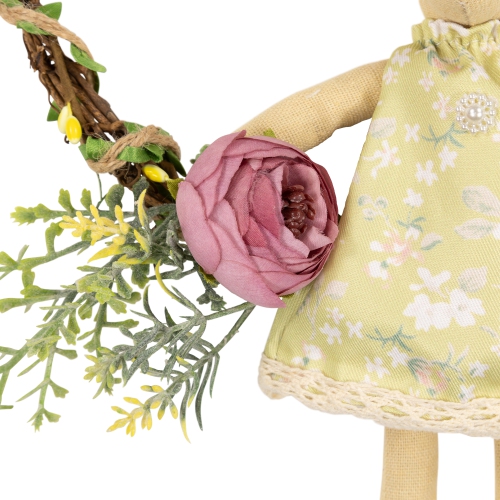 Girl Bunny Artificial Floral Easter Wreath - 10" - Green