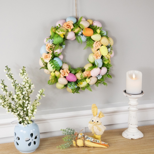 Artificial Floral Easter Egg Spring Wreath - 15"