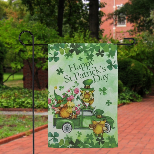 Joyful Leprechauns "Happy St. Patrick's Day" Outdoor Garden Flag 18" x 12.5"