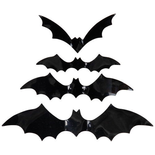 Black Halloween Twig Wreath with Bats and Warm White Lights, 22-Inch