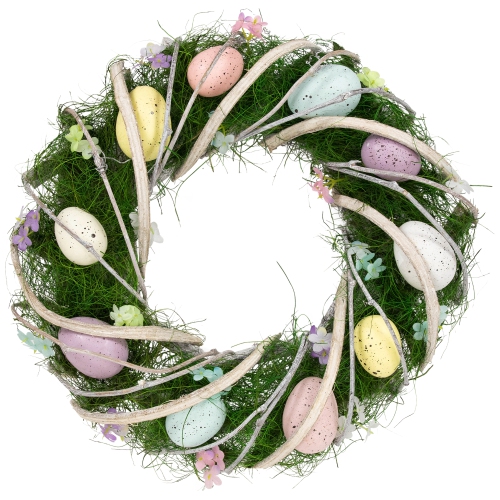 Speckled Eggs and Spring Flowers Easter Wreath - 15"